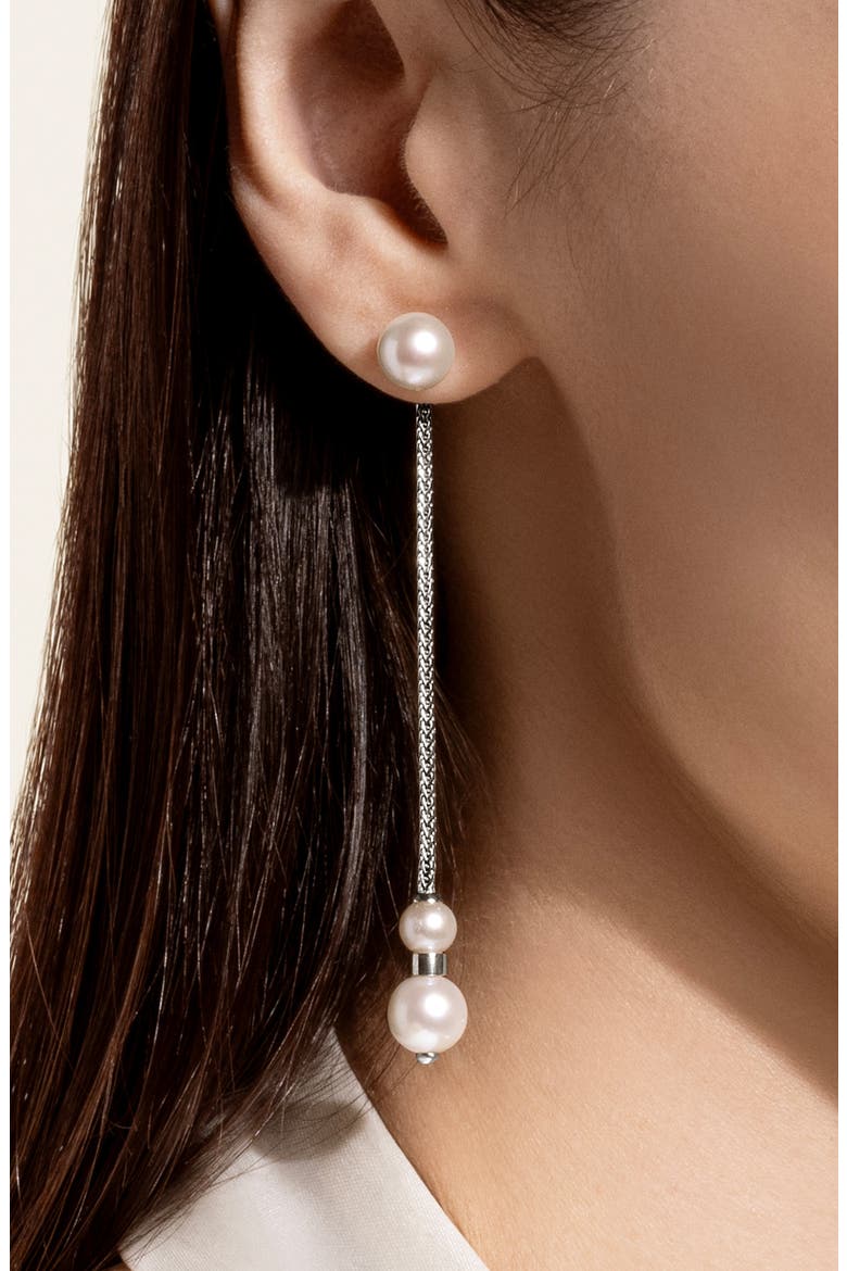 JH Essentials Pearl Front/Back Earrings, Alternate, color, SILVER/ PEARL