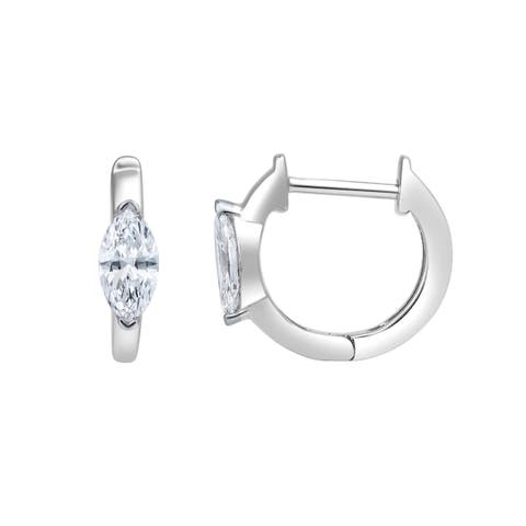 Marquise Muse 14K Gold Lab Grown Diamond Huggies - 1.00 ct