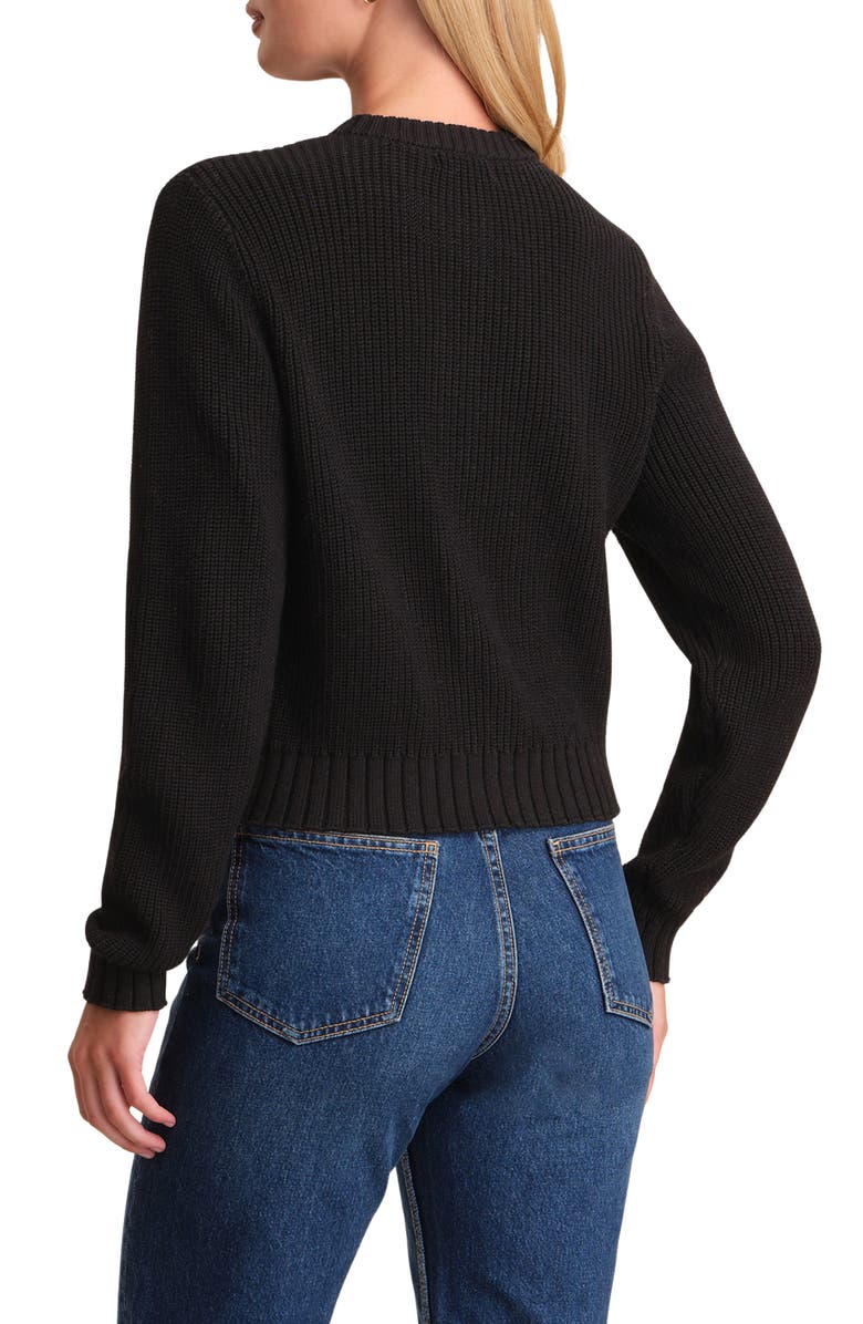 525 america Palmer Crewneck Cotton Cardigan, Alternate, color, Black