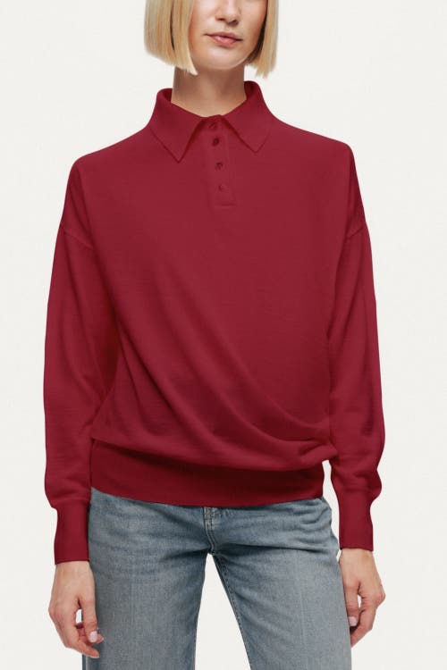 Nocturne Relaxed Polo Knit Sweater In Burgundy
