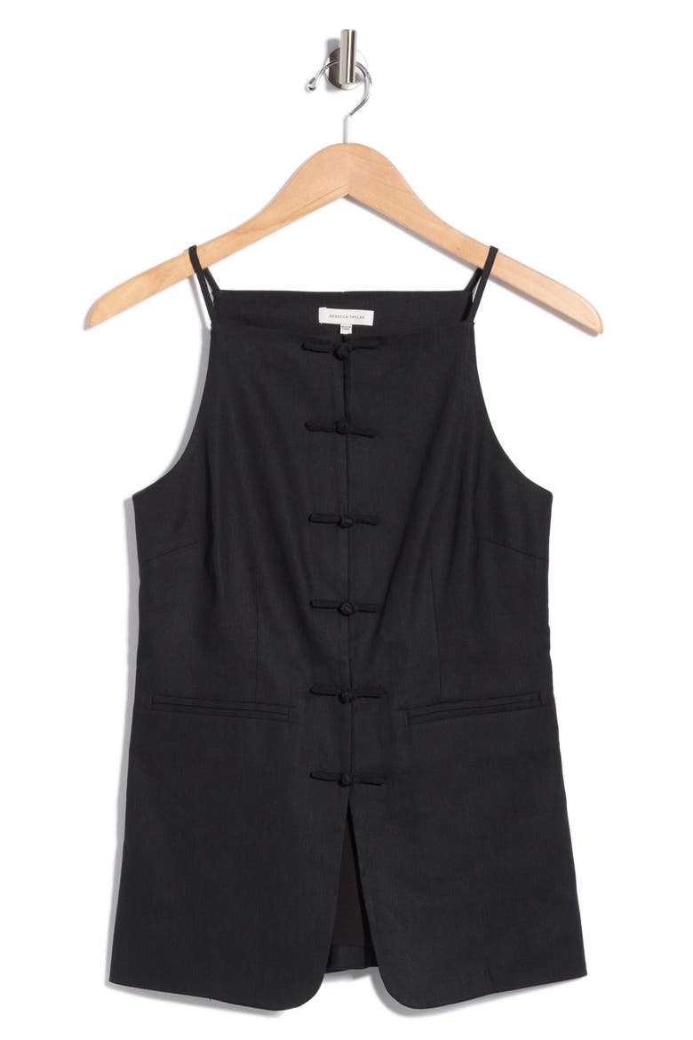 Beatrice Sleeveless Linen Blend Top, Alternate, color, BLACK