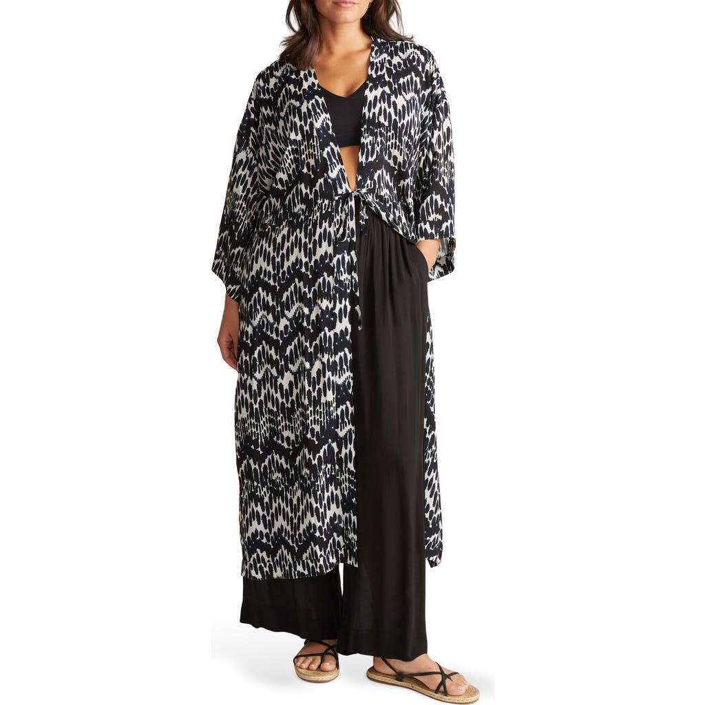 Universal Standard Paint Print Cover-up Duster In Blue