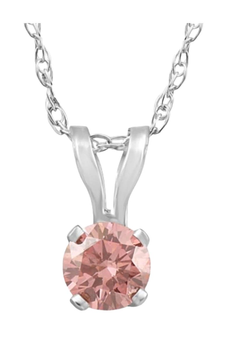 Bliss Diamond 1/5 Ct Pink Diamond Lab Grown Solitaire Pendant 14k Gold 18" Necklace, Main, color, 