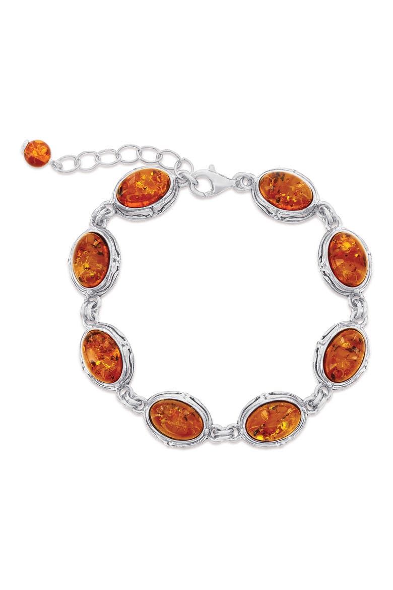 Bezel Set Oval Cut Amber Station Bracelet, Main, color, AMBER