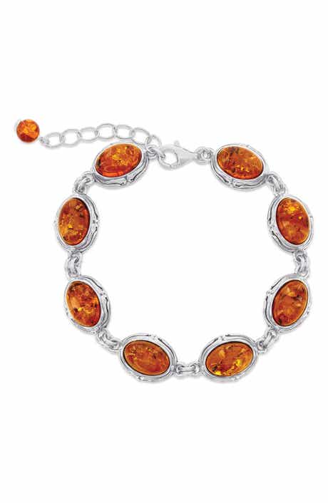 SIMONA Bezel Set Oval Cut Amber Station Bracelet