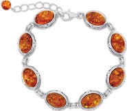 SIMONA Bezel Set Oval Cut Amber Station Bracelet