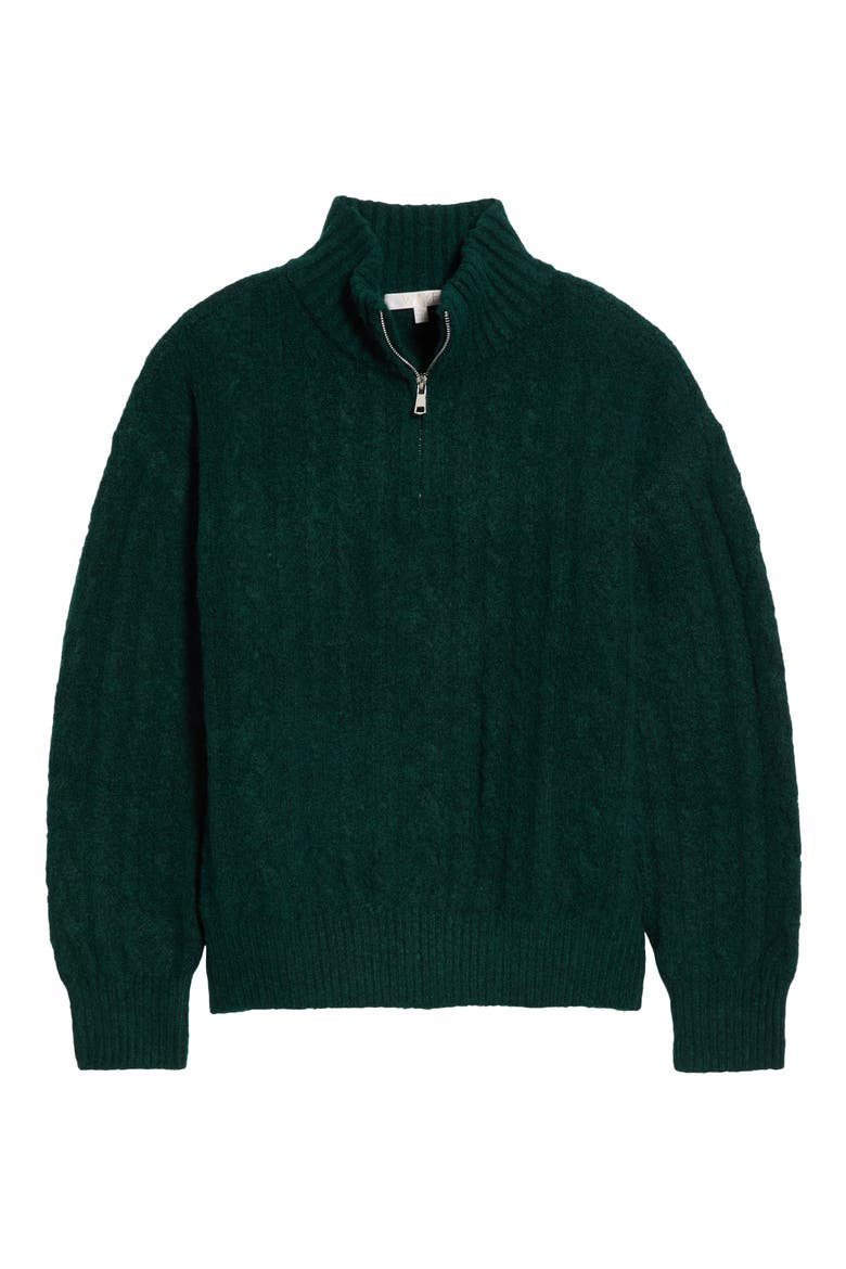 West Half Zip Cable Knit Sweater, Alternate, color, PINE GREEN
