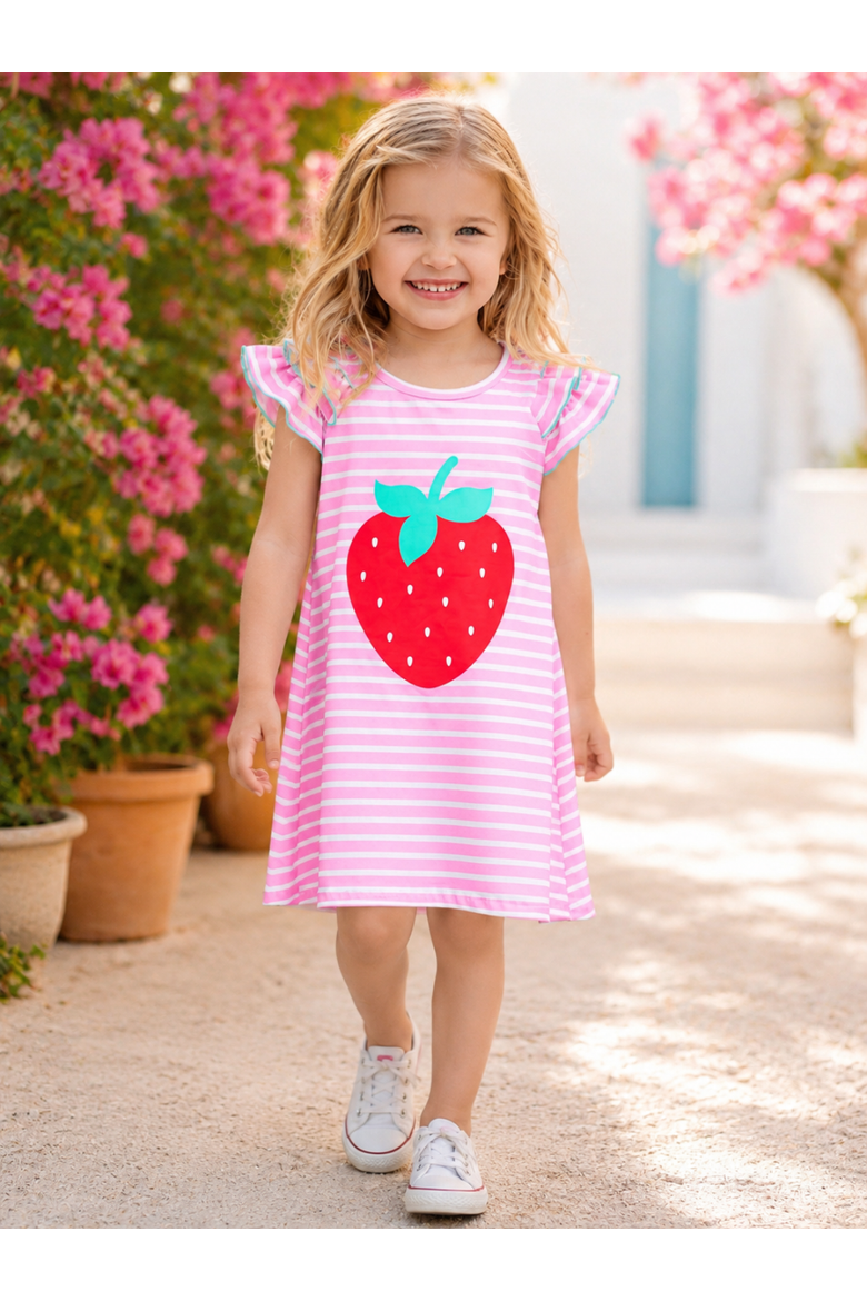Strawberry Cutie Summer Dress and Purse Set, Alternate, color, Pink