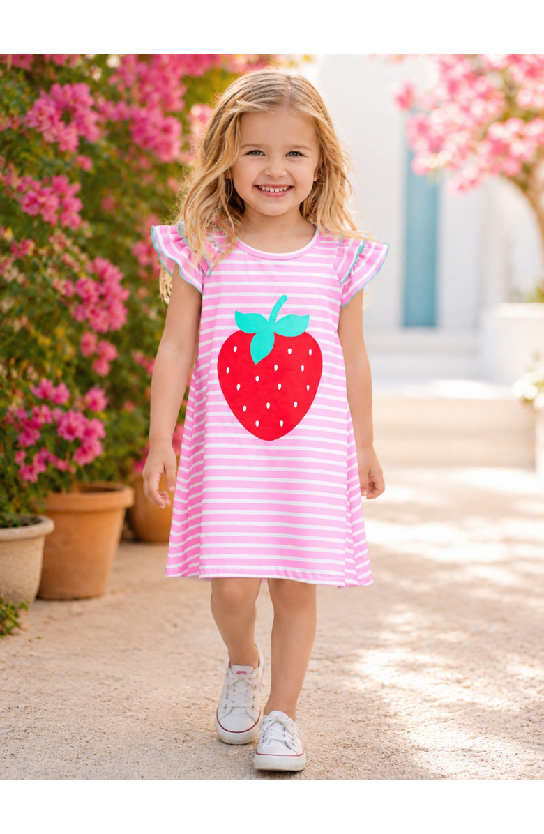 Mia Belle Girls Strawberry Cutie Summer Dress and Purse Set, Alternate, color, Pink