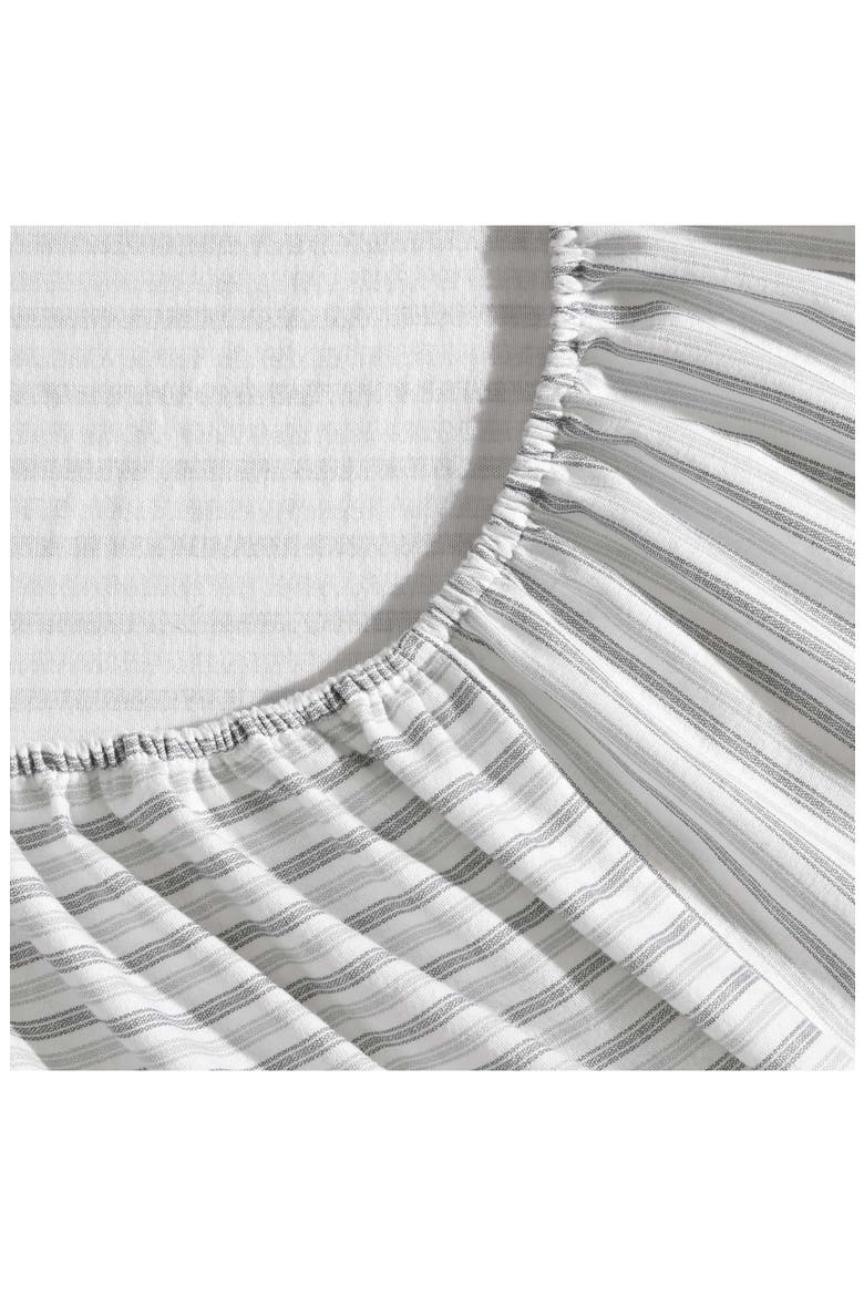 Tickling Stripe Print Flannel Sheet Set, Alternate, color, DARK GREY