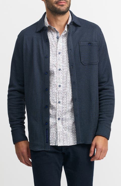 Bressett Houndstooth Knit Button-Up Shirt