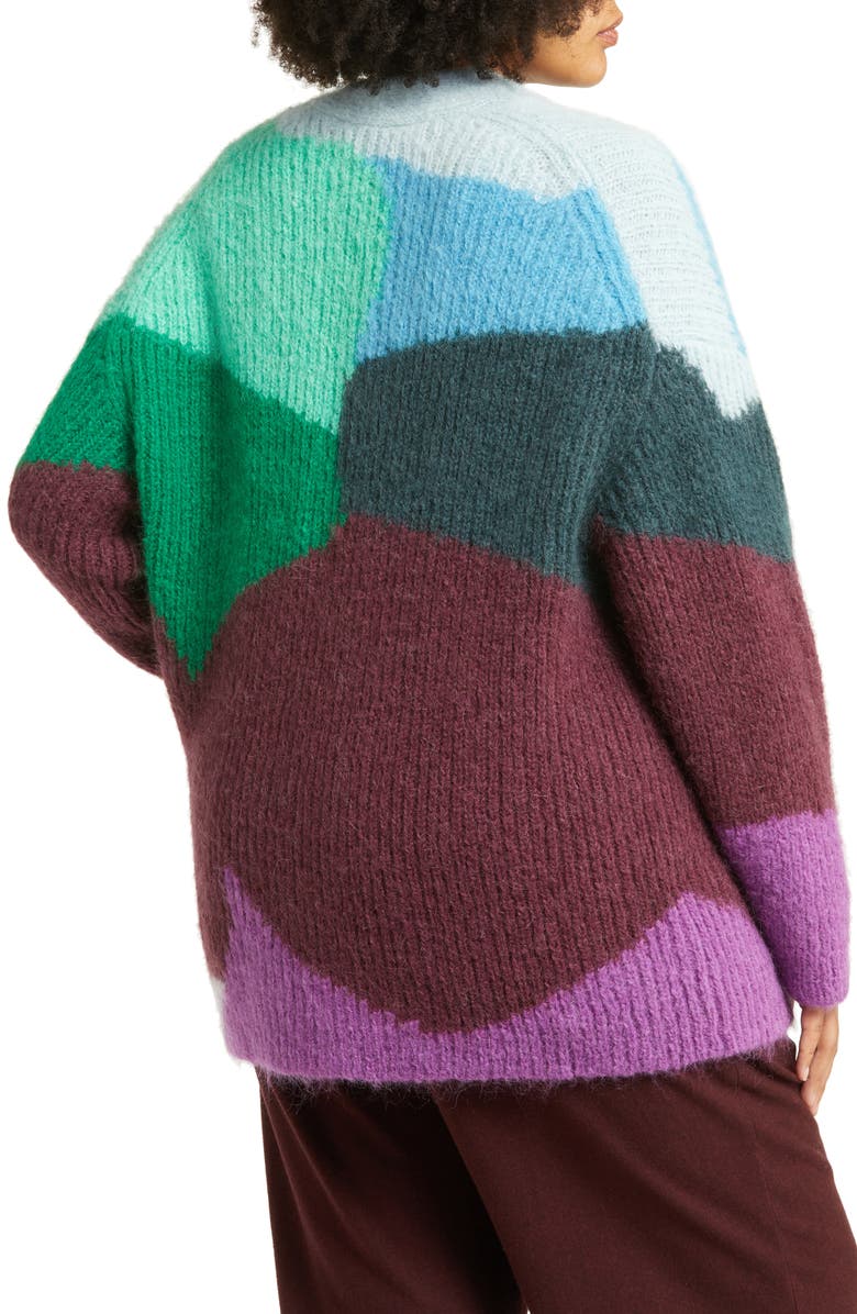 Vince Intarsia Wave Mohair Blend Cardigan, Alternate, color,