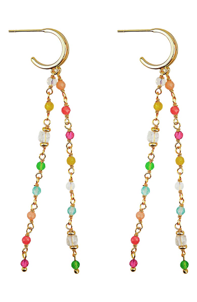 Panacea Crystal Linear Drop Huggie Hoop Earrings, Main, color, Gold Multi
