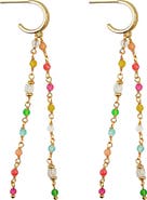Panacea Crystal Linear Drop Huggie Hoop Earrings