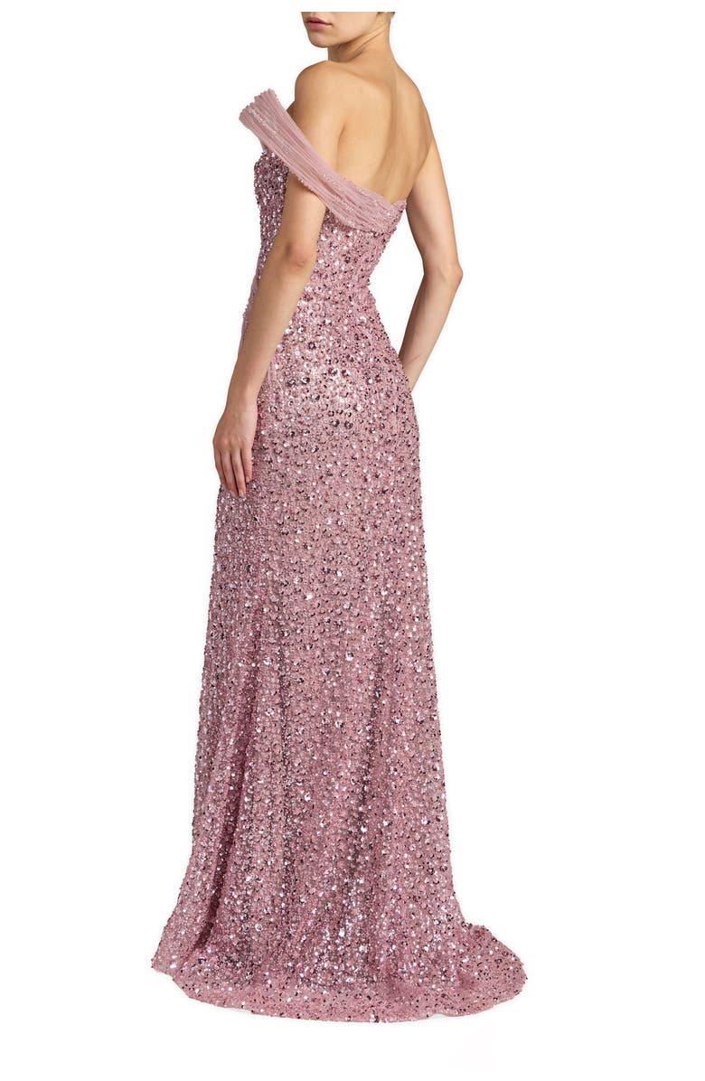 Mac Duggal Embellished Strapless Gown with Sculptural Drape, Alternate, color, Blush