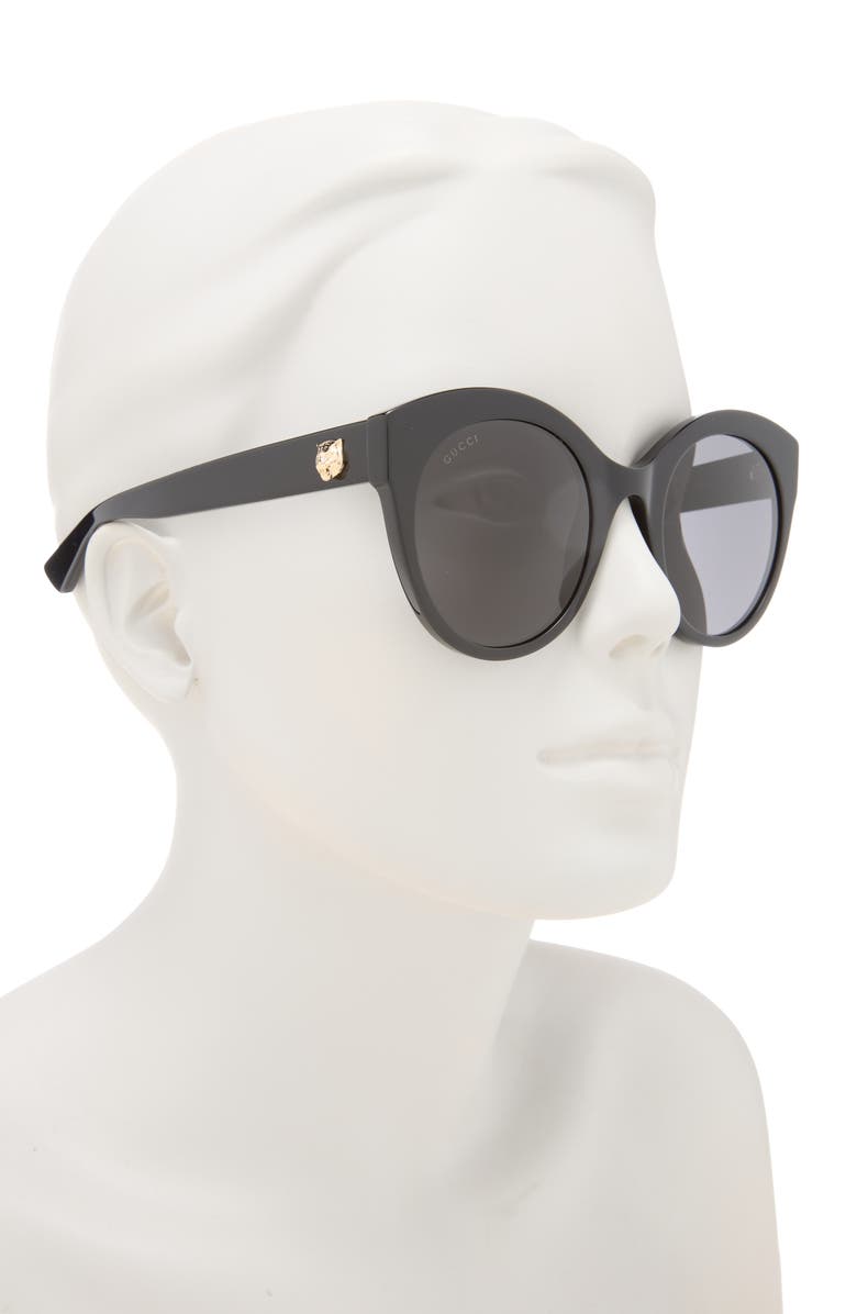 Gucci Best 52mm Cat Eye Sunglasses, Alternate, color, Black Black Grey