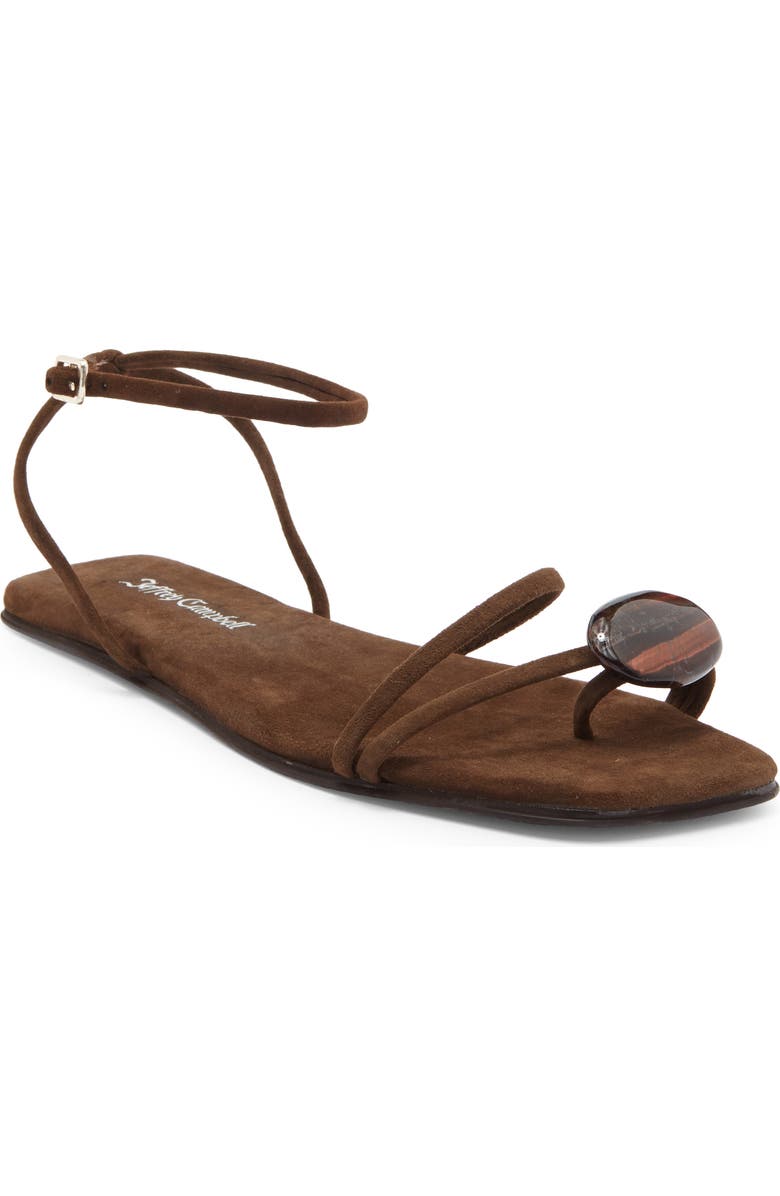 Jeffrey Campbell Lunara Ankle Strap Sandal, Main, color, Brown Suede Combo