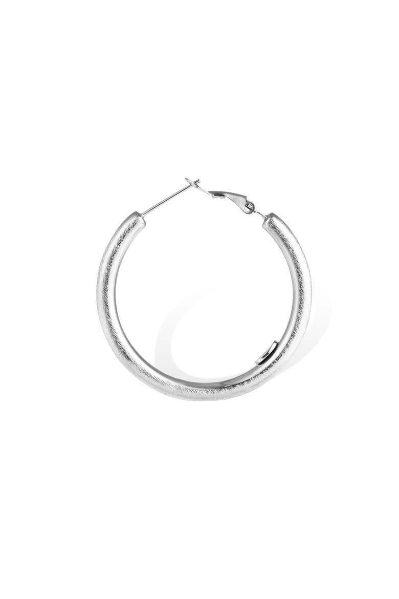 Retro Medium Hoop Earrings, Alternate, color, Silver