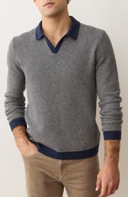 Marine Layer Liam Johnny Collar Long Sleeve Sweater Polo