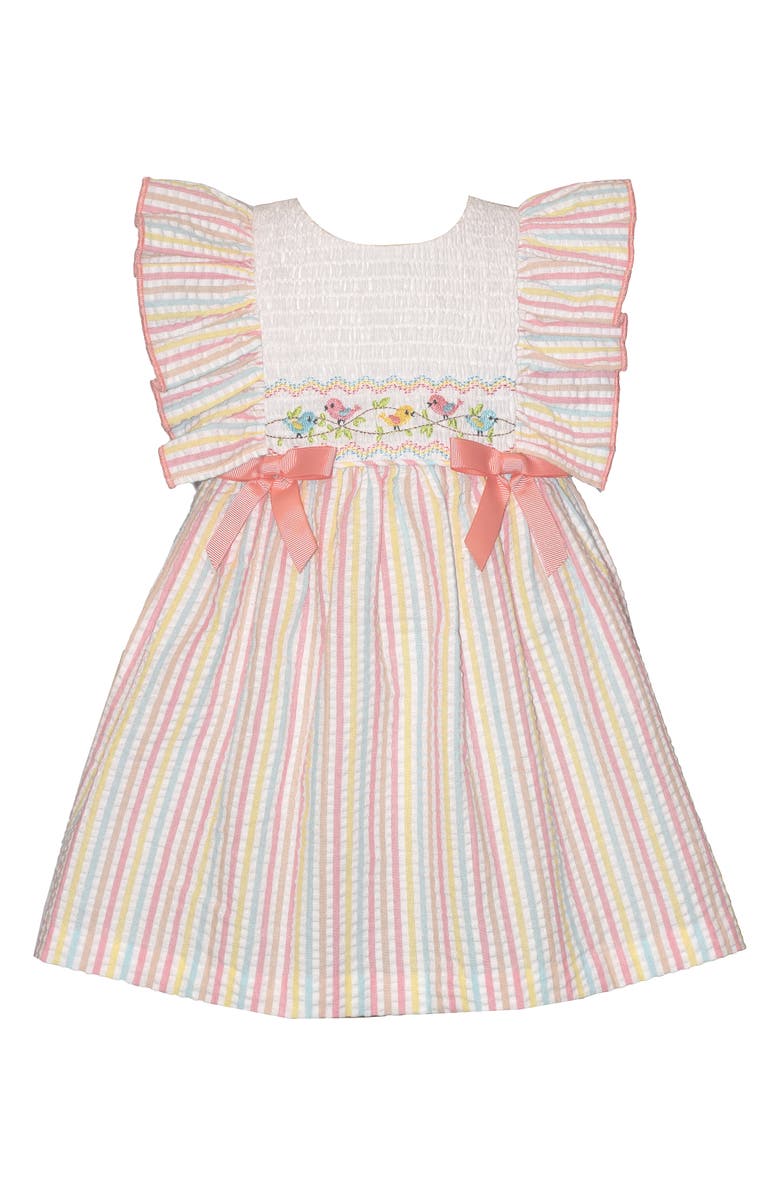 Iris & Ivy Embroidered Birds Smocked Dress, Main, color, Pink Multi