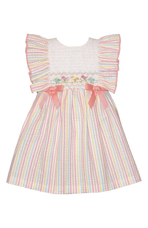 Embroidered Birds Smocked Dress (Baby)