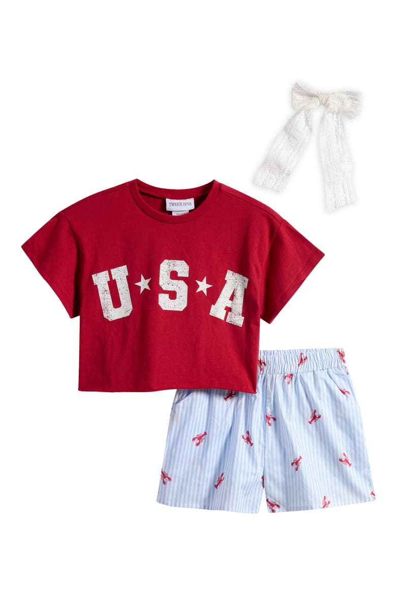 Kids' Graphic T-Shirt & Shorts, Main, color, RED