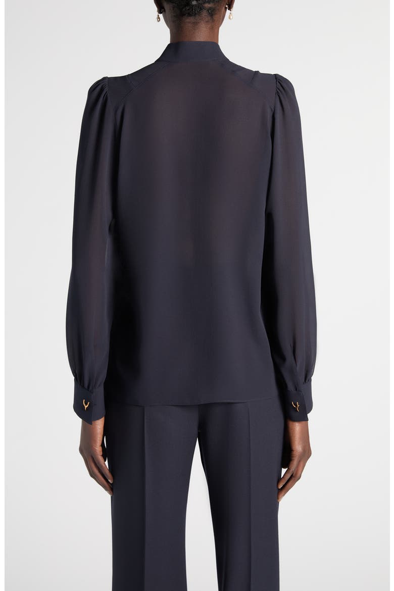 Wishbone Silk Crêpe de Chine Button-Up Shirt, Alternate, color, INDIGO