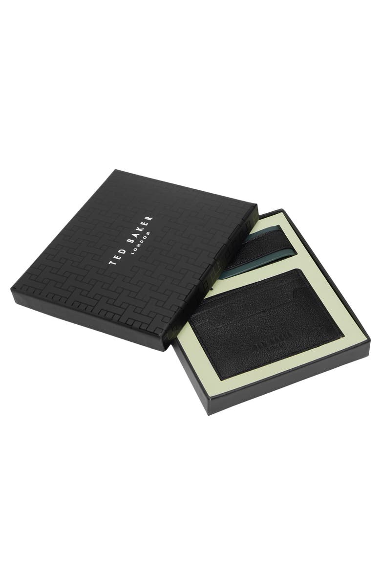 Ted Baker Cavendish Card Holder Wallet & Key Ring Set, Alternate, color, Black