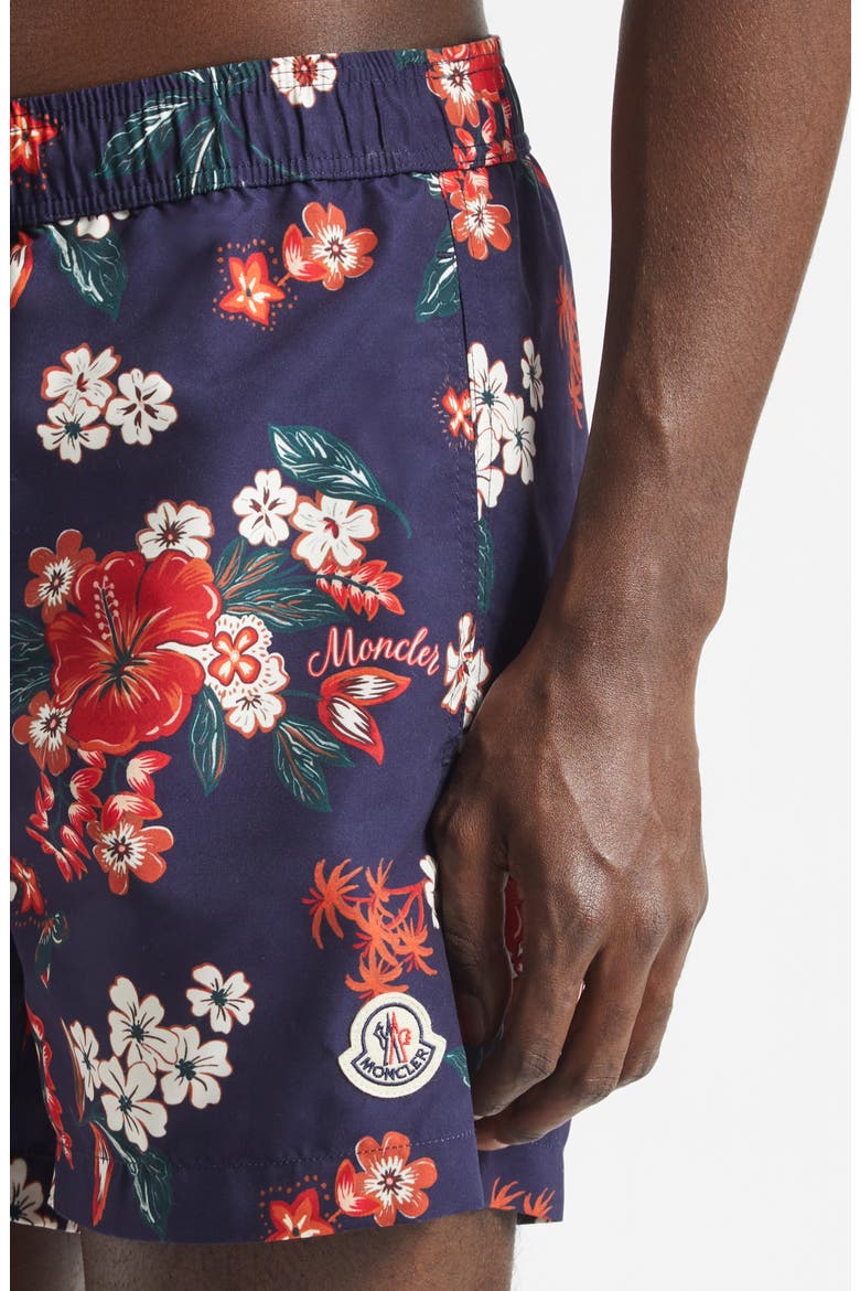 Floral Swim Trunks, Alternate, color, NAVY/ RED FLORAL