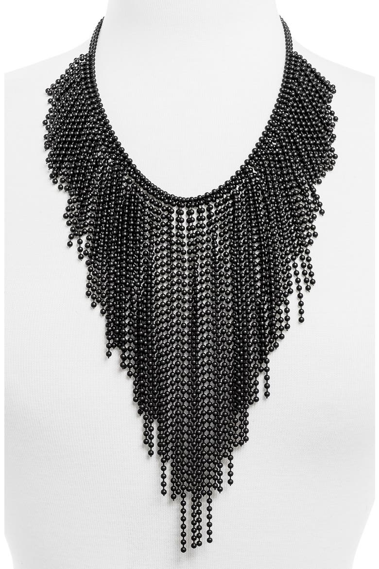 'Acid Fringe' Bib Necklace, Alternate, color, BLACK