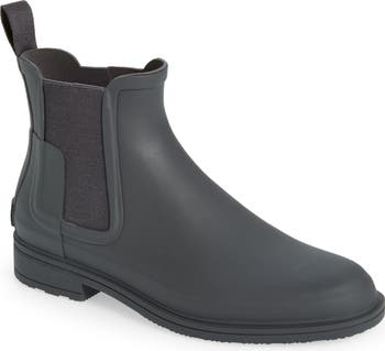 レインシューズ HUNTER MEN ORIGINAL REFIND CHELSEA RAINBOOT BLACK MFS9060RMA Hunter Men's Original Refined Waterproof Chelsea Boots from