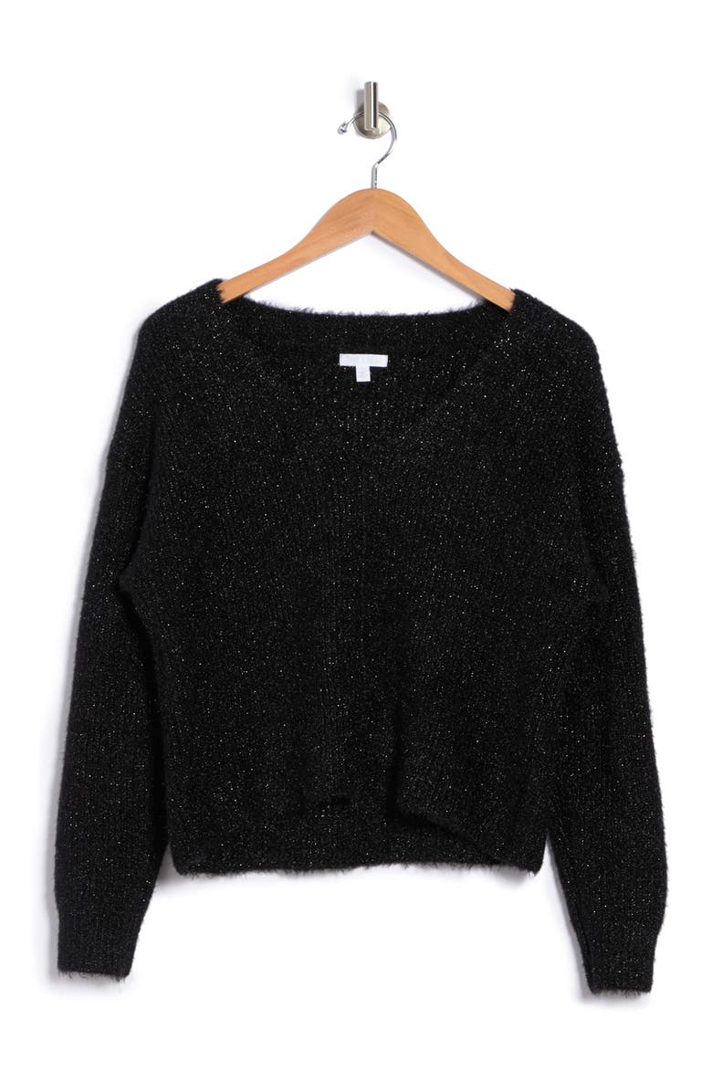 Abound V-Neck Fuzzy Knit Pullover Sweater, Alternate, color,