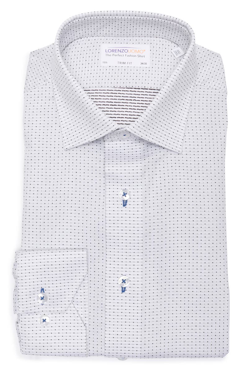 Lorenzo Uomo Pindot Trim Fit Dress Shirt, Alternate, color, White