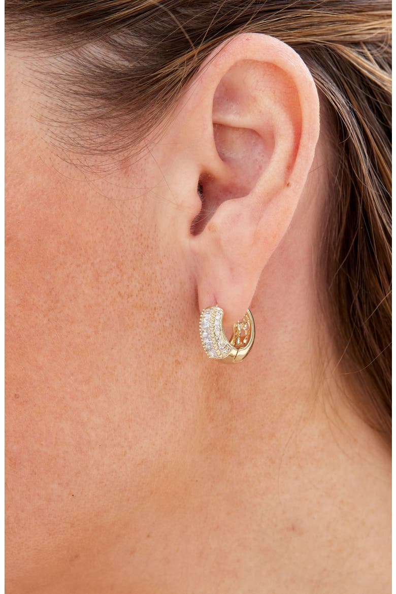 Cubic Zirconia Huggie Hoop Earrings, Alternate, color, YELLOW