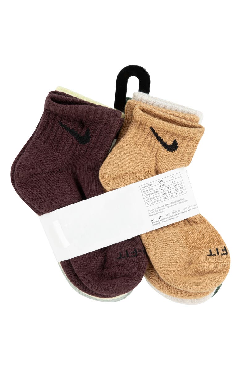 Nike Kids' 6-Pack Performance Quarter Socks, Alternate, color, Fir