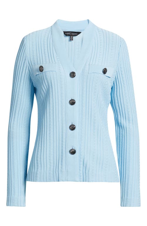 Ming Wang Heritage Fit Rib Knit Jacket In Blue