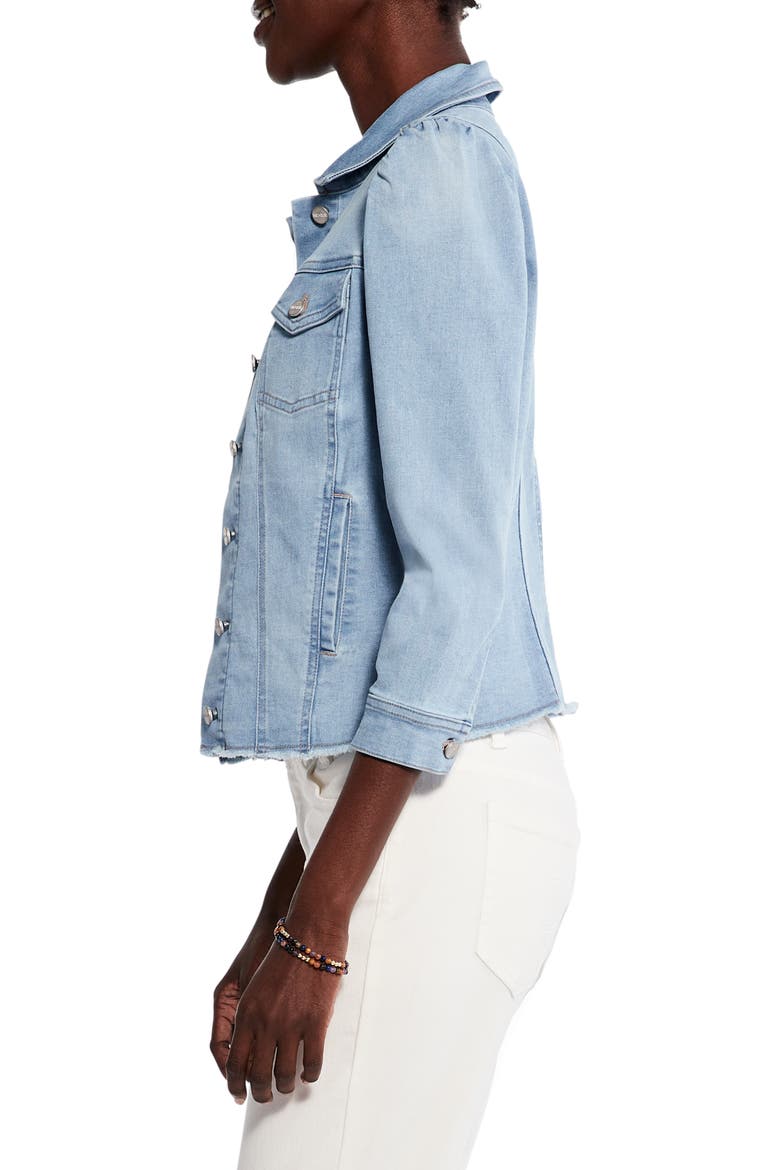 Femme Sleeve Crop Denim Jacket, Alternate, color, BREEZE