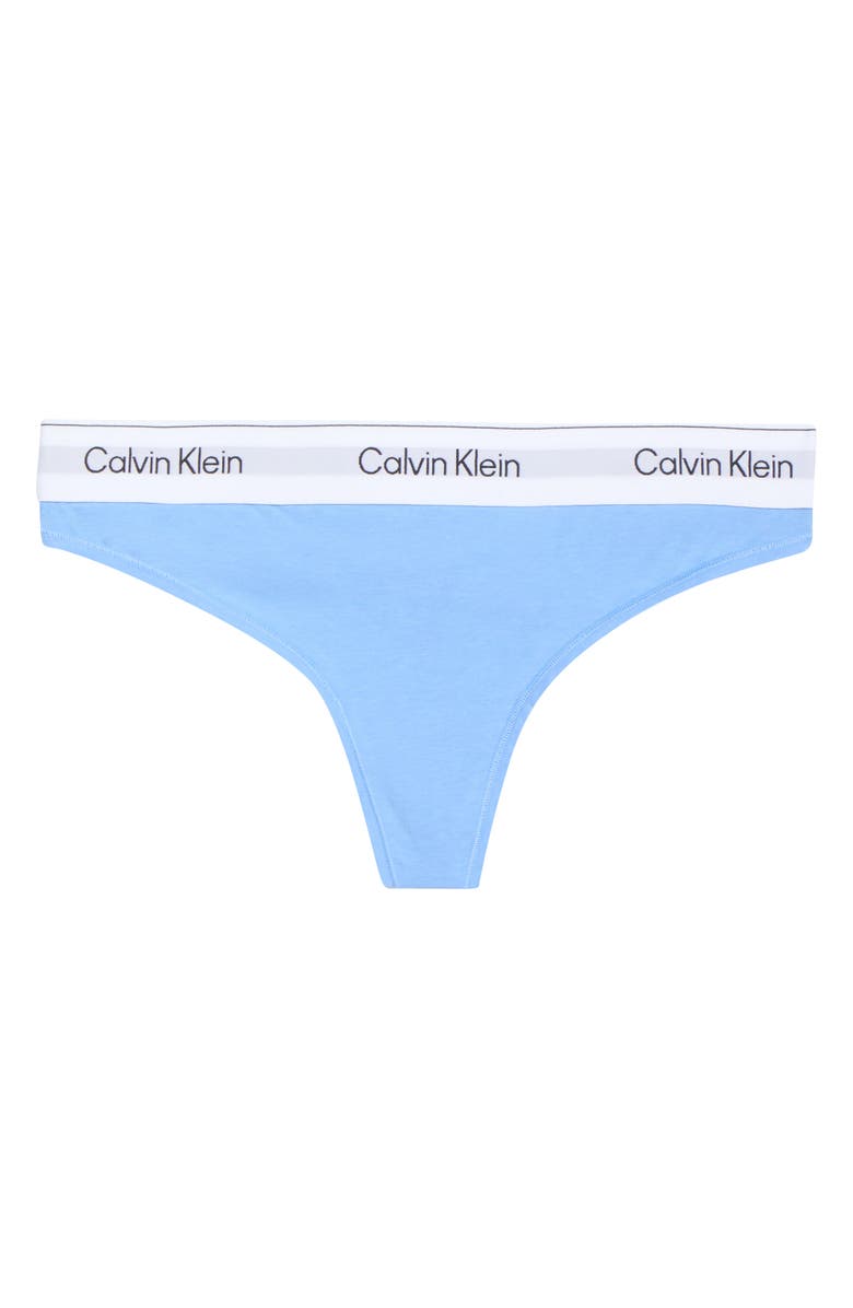 Calvin Klein Icon Cotton Blend Thong, Main, color, Blue Descent