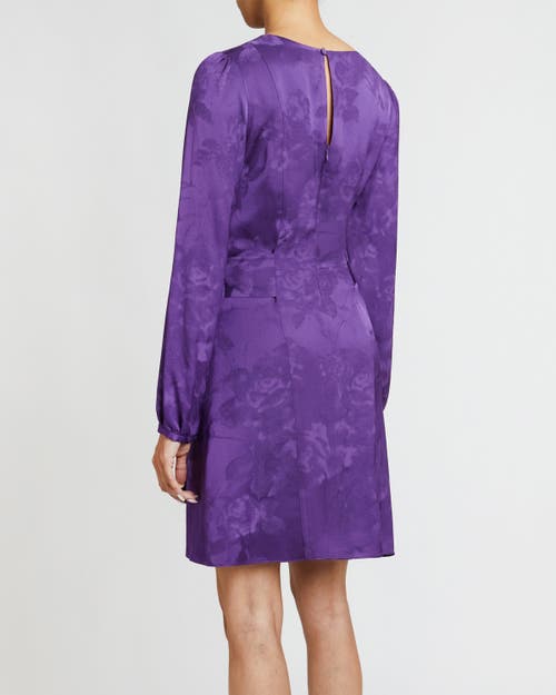 Santorelli Floral Belted A Line Dress In Cool Purple
