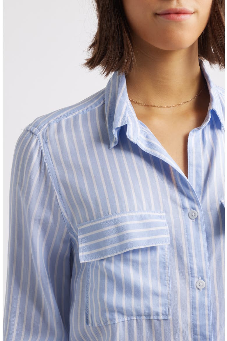 Farrah Stripe Button-Up Shirt, Alternate, color, WHISPER LILAC