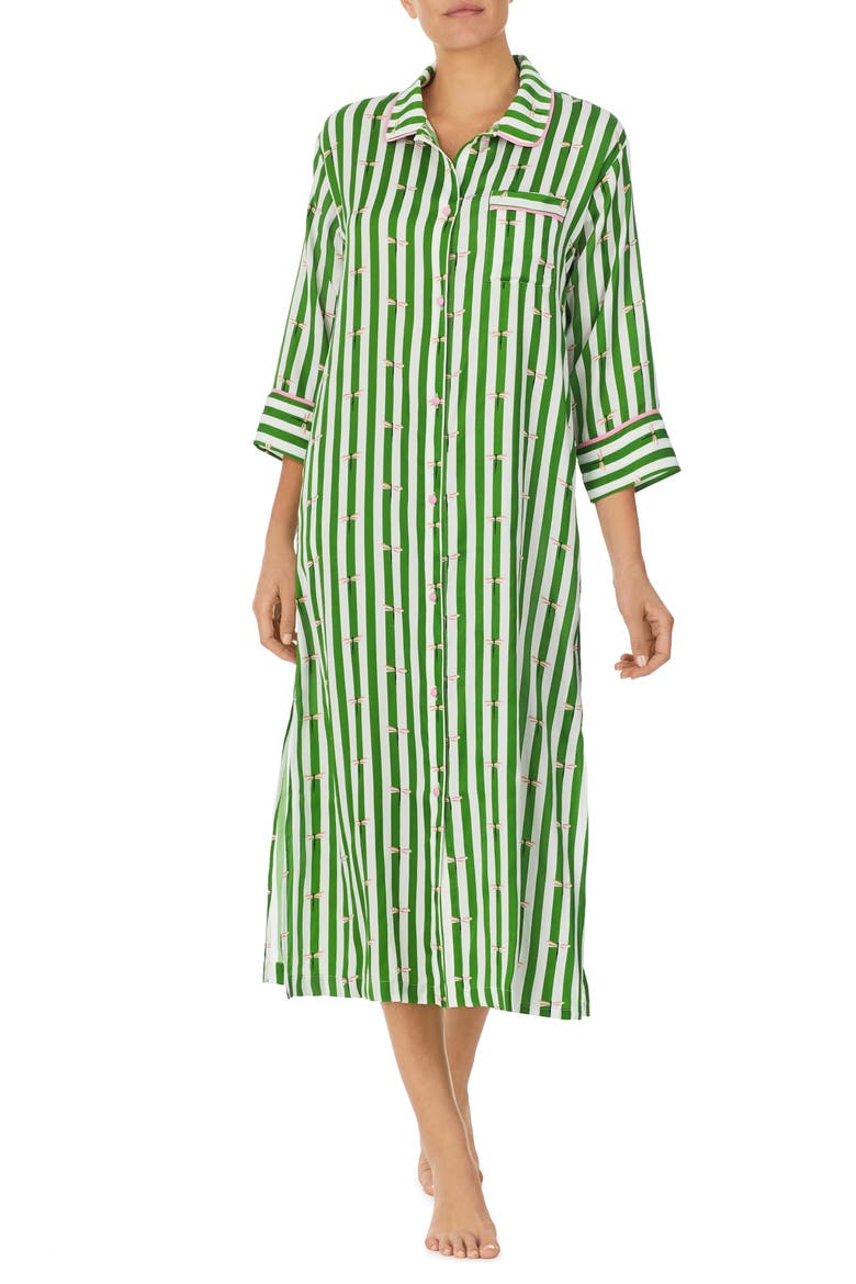 stripe sleep shirt, Main, color, GREEN/ MULTI
