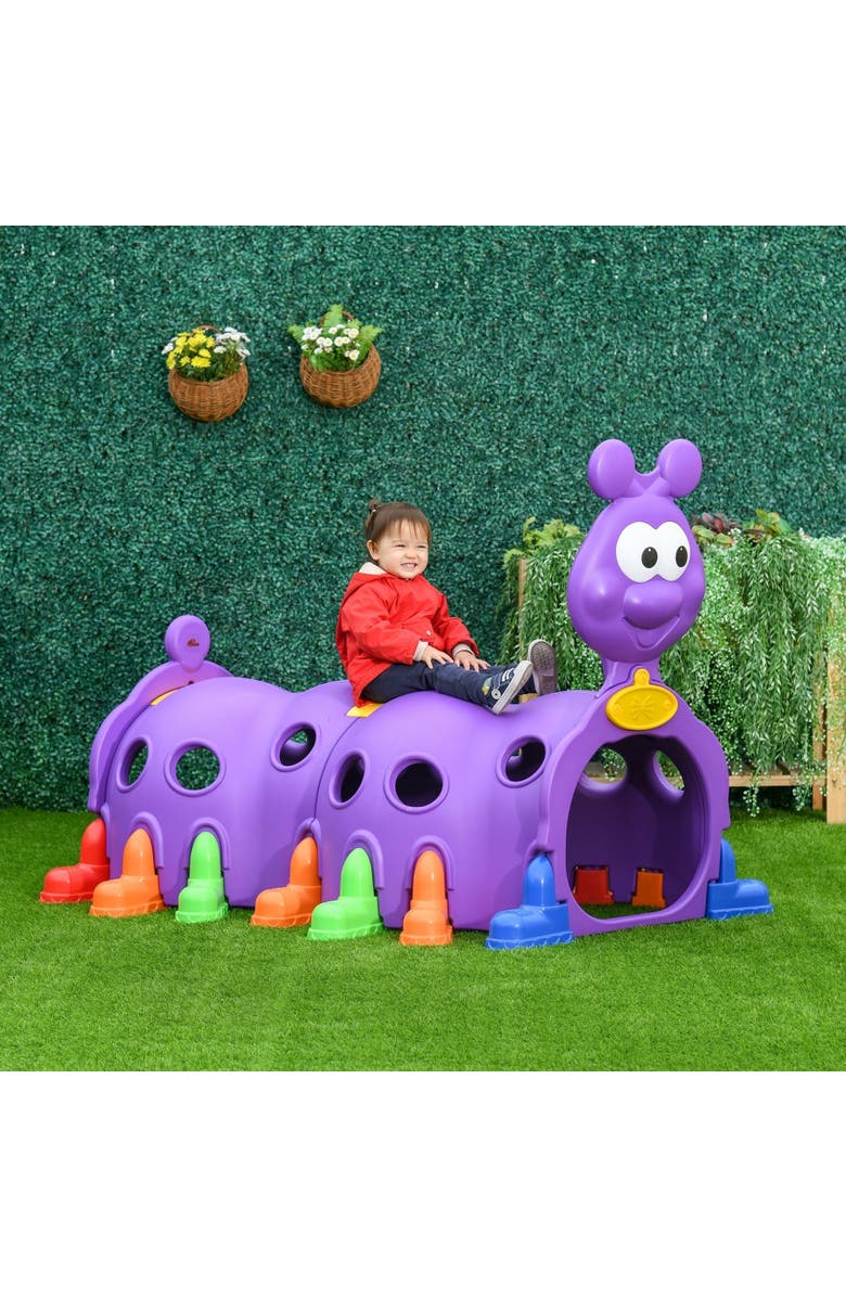 Qaba Caterpillar Climbing Tunnel for Kids Climb-N-Crawl Toy, Alternate, color, Purple