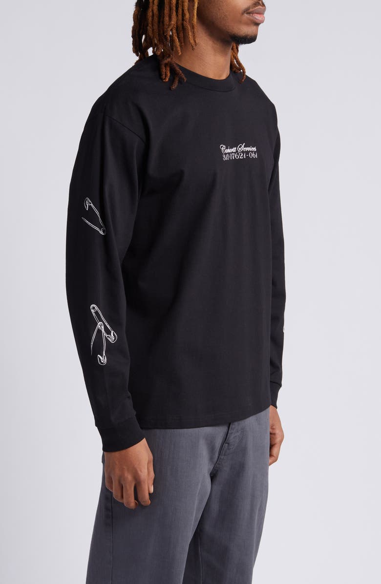 Carhartt Work In Progress Safety Pin Long Sleeve Organic Cotton Graphic T-Shirt, Alternate, color,