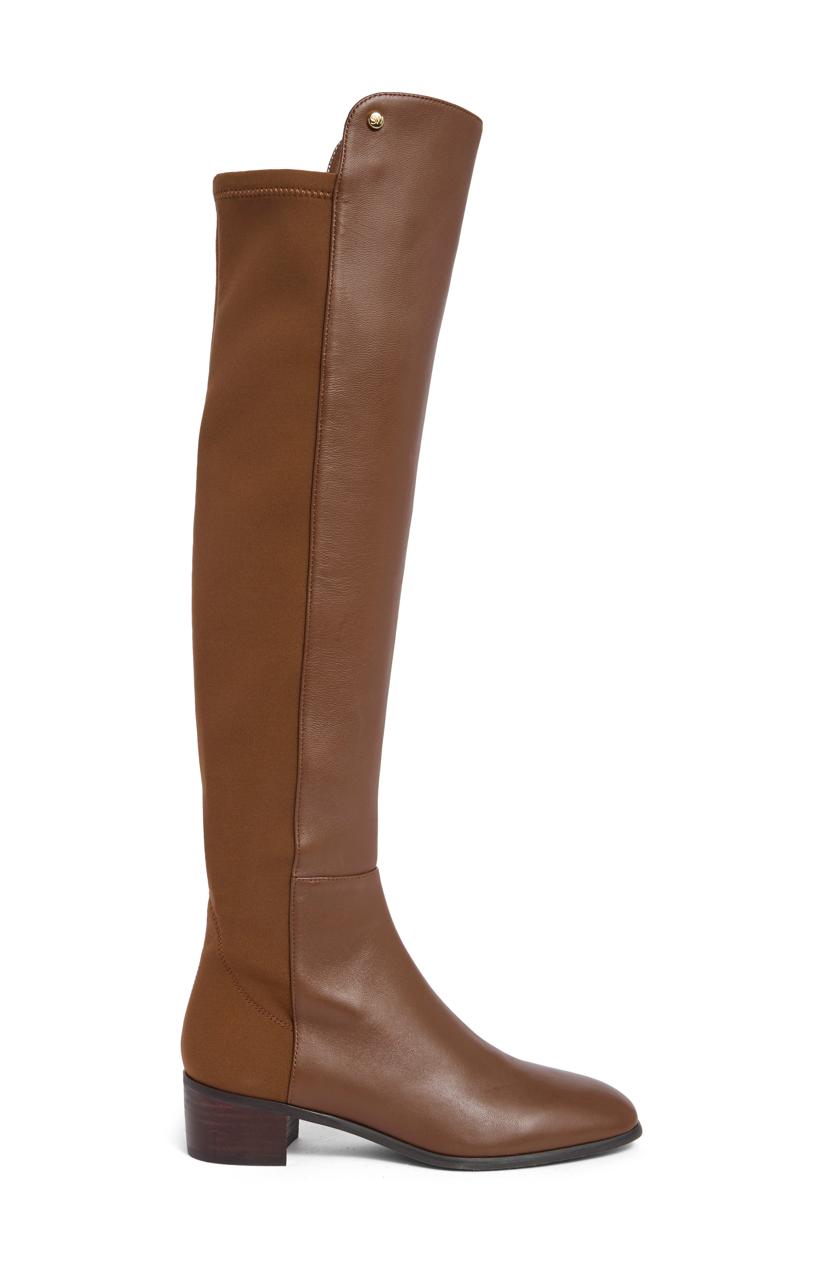 City Block Square Toe Leather Knee High Boot, Alternate, color, COFFEE