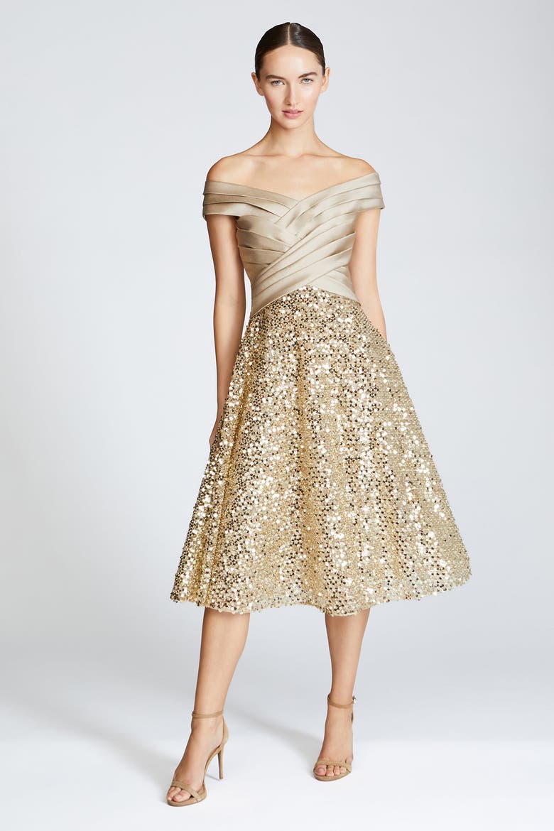 Brandy Sequin Cocktail Dress, Main, color, Champagne