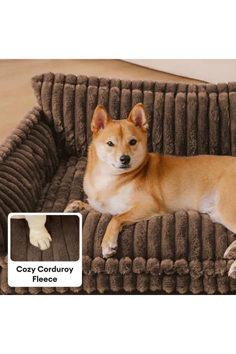Washable Fluffy Dog Sofa Bed, Alternate, color, Brown