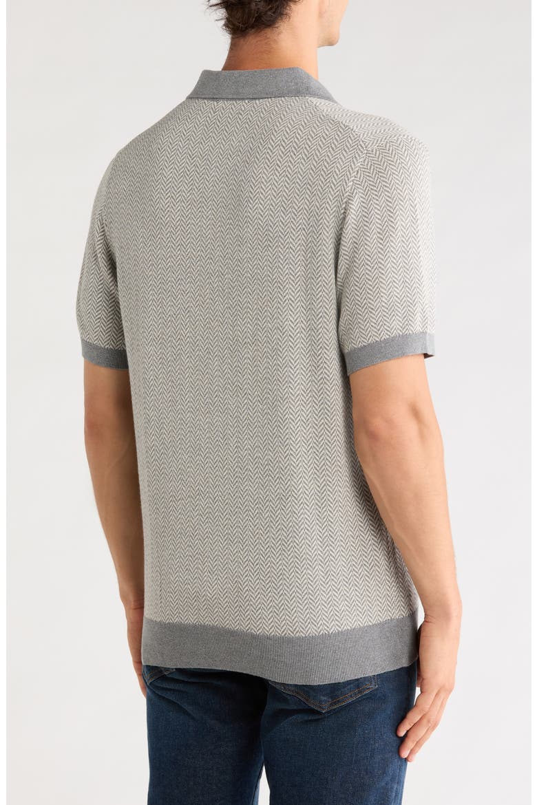 Herringbone Short Sleeve Knit Polo, Alternate, color, GREYHERRINGBONE