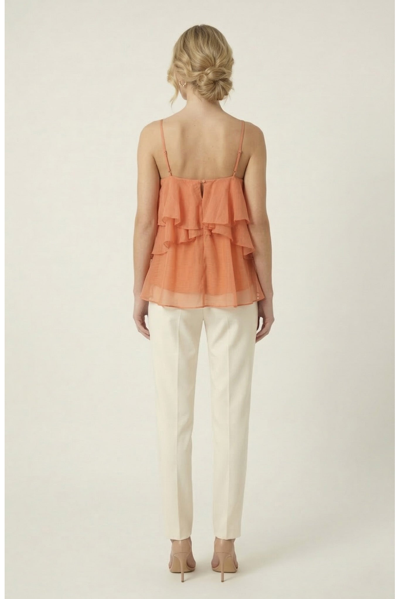 Halter Ruffle Chiffon Top, Alternate, color, Terracotta