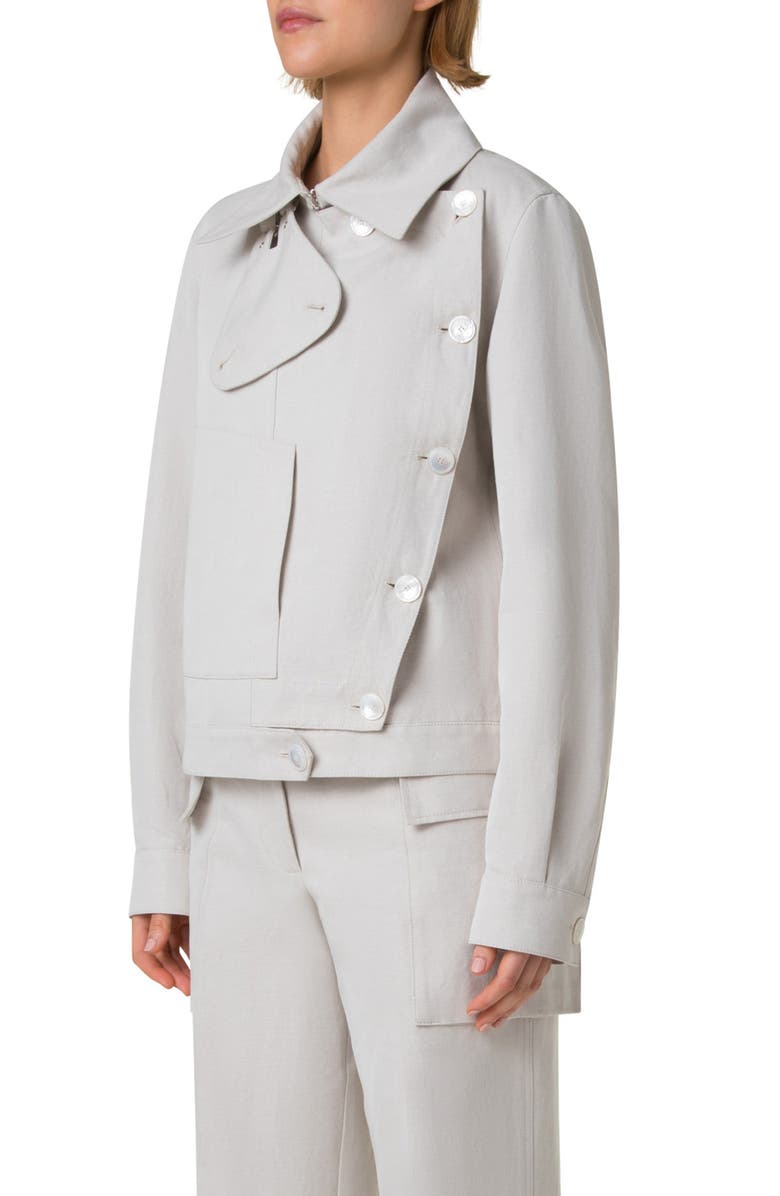 Akris Arno Cotton & Linen Twill Trench Jacket, Alternate, color, Greige