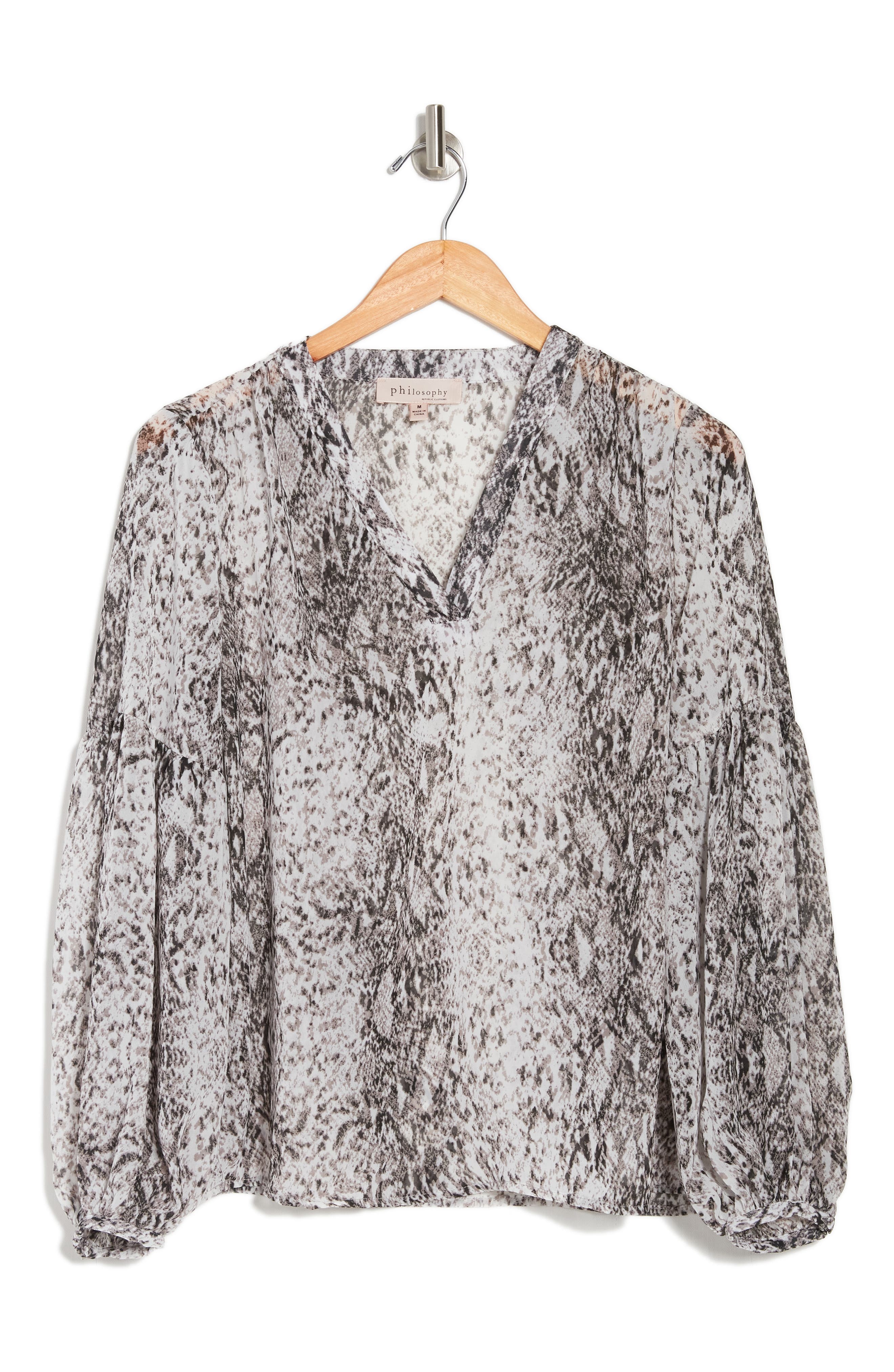 PHILOSOPHY BY RPUBLIC CLOTHING philosophy Snakeskin Print V-Neck Blouse ...